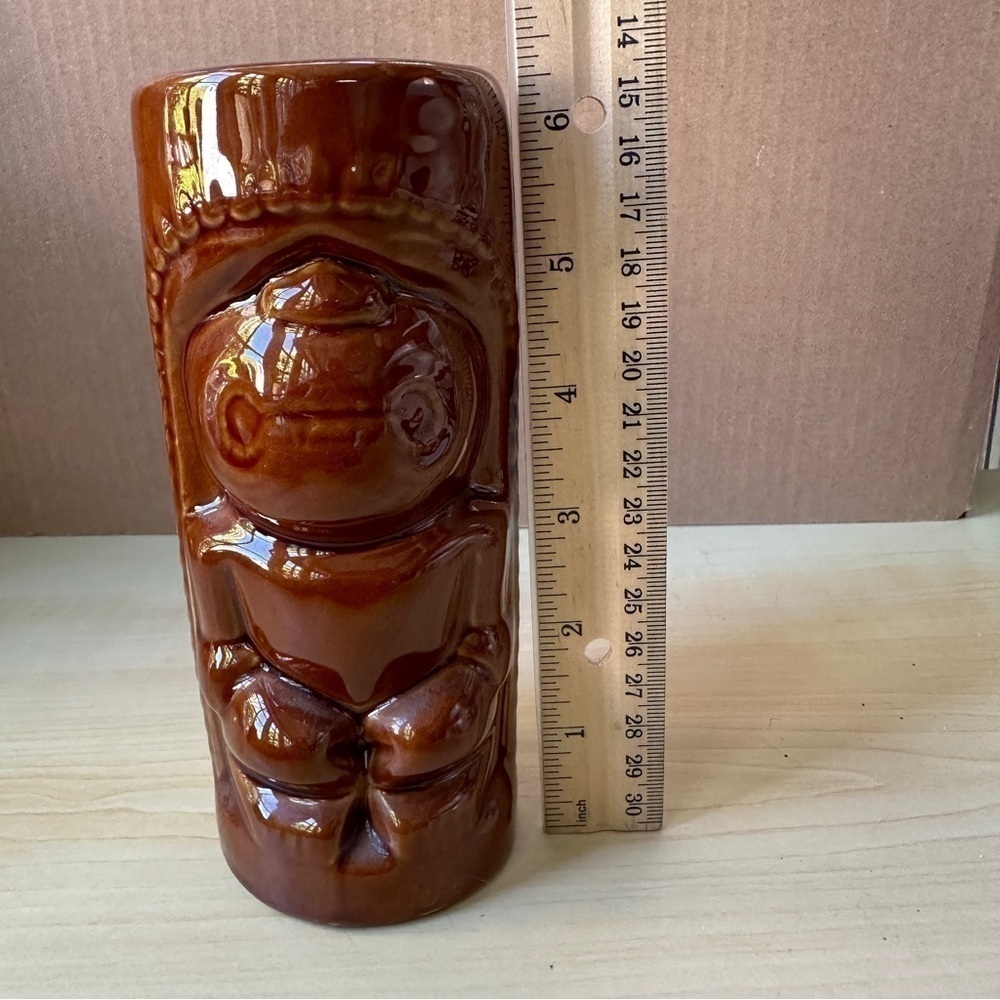 Vintage brown ceramic TIKI mug DW114 Hawaiian tropical - Picture 9 of 11
